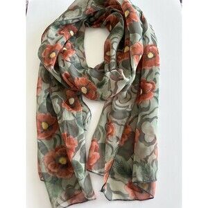 Women's Oblong Scarf lightweight floral 20 X 68”